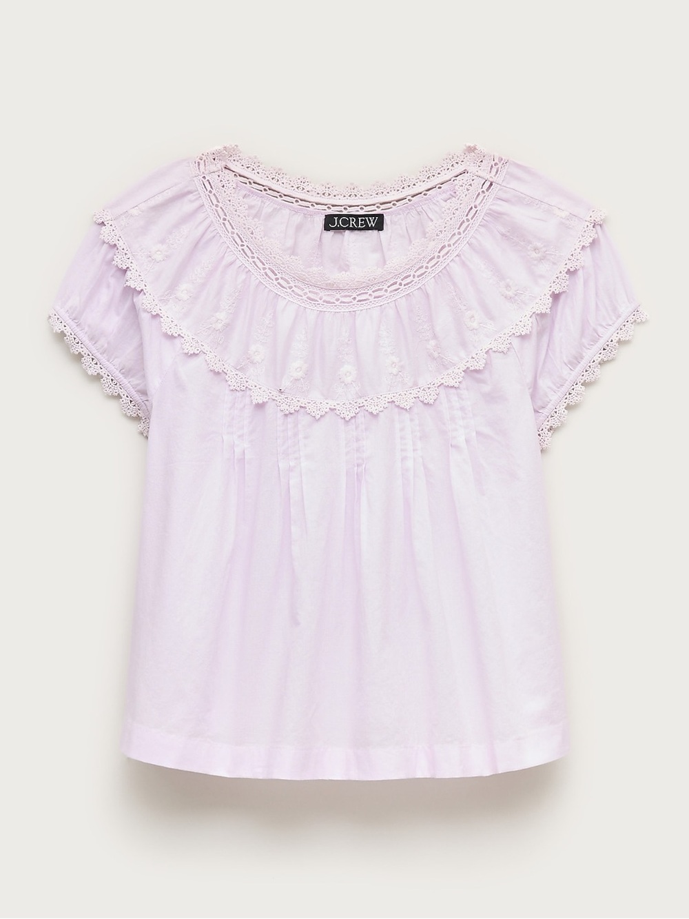 NWT J. Crew Embroidered cap-sleeve top in Lavender Quartz size Large